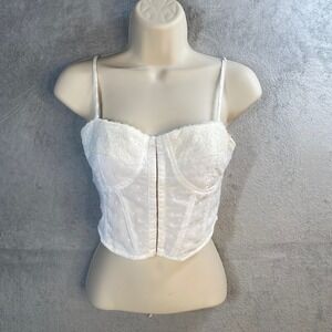 L.A. Hearts Corset Top Womens XS Lace Trim Lace Up Back Coquette Fairy Y2k